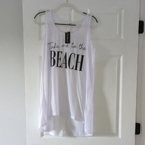 Charming Charlie White Beach Graphic Tank Top